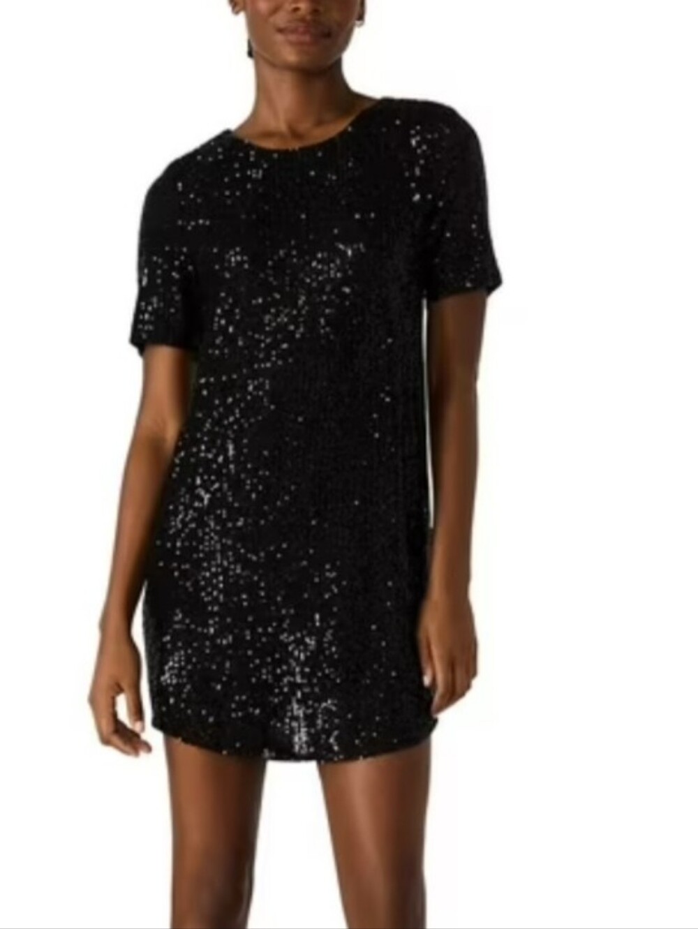 Betsey Johnson Black Sequin Shift Dress Size L.